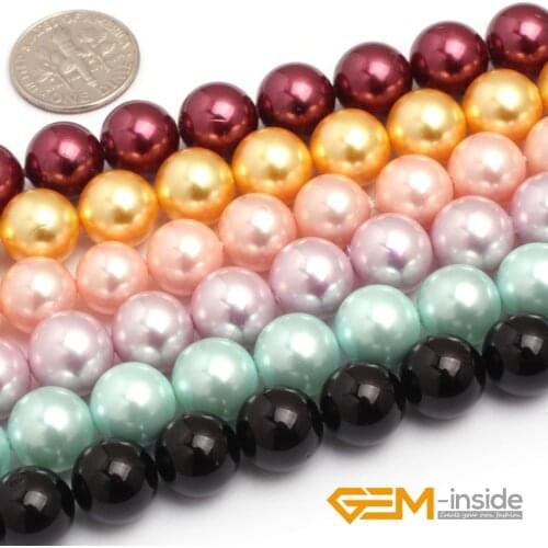10mm Round Pearl Shell Beads Readl Shell Pearl Beads For Women Necklace Or Bracelet Making Strand 15" Wholesale! Free Shipping