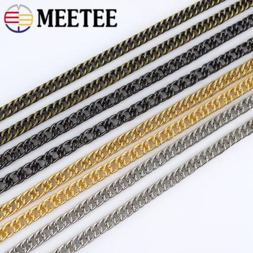 2/5m 7mm Handbag Metal Chains Purse Chain Buckles Shoulder Bags Straps Handbag Handles Bag Parts DIY Accessories BD301