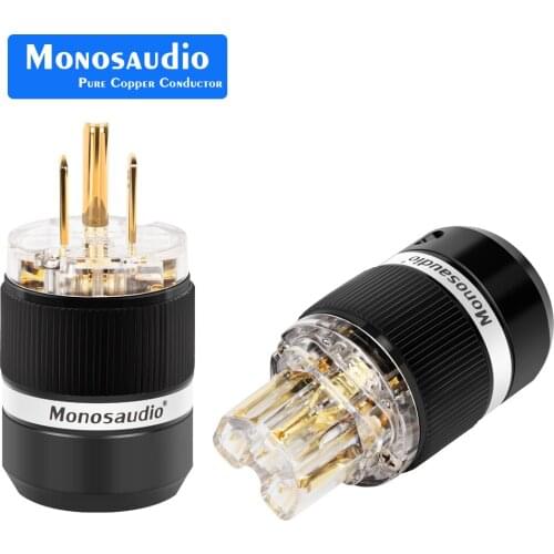 Monosaudio M101G/F101G Pure Copper 24k Gold Plated US Power Plug Audio Power Connector IEC320 Female Plug DIY Power Cord Cable