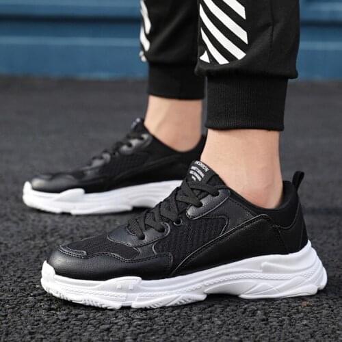 Men Shoes Sport Outdoor Walking Running Shoes Man Trainers Chunky Shoes Lace-up Soft Insole Thick Sole Sneakers Athletic Shoes