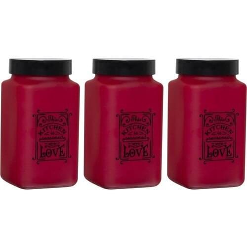 Herevin Triple 2 Lt Matte Red Glass Jar Set