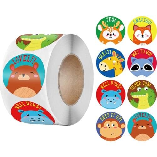 50-500pcs Kawaii Animals Stickers 25mm Reward Kids Cute Waterproof Stickers for Classic Toy Package Seal Labels Stickers for Kid