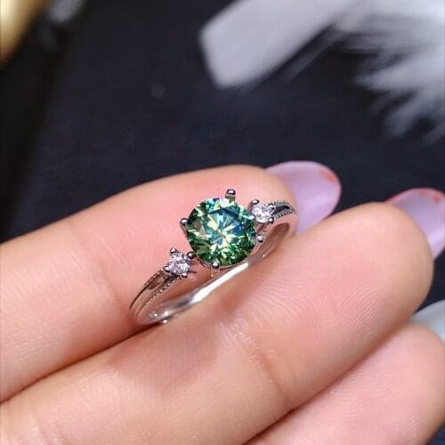 Charm Round Green Zircon Opening Ring Boho Female Luxury Crystal Stone Rings For Women Jewelry Vintage Silver Color Wedding Ring