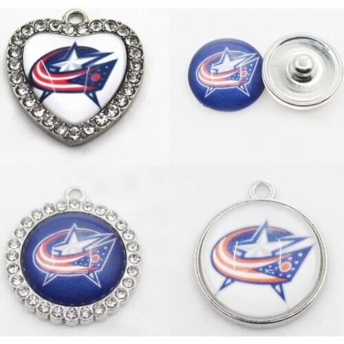 Ice Hockey Sport Columbus Charms Blue Jackets Dangle Charms Mix Style DIY Pendant Bracelet Necklace Earrings Jewelry Accessories