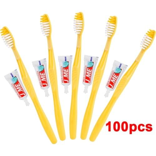 100/50Sets Portable Hotel Disposable Toothbrush with Toothpaste Kit supplies Convenient Plastic Camping travel wash gargle TSLM1