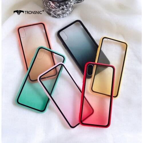 Rainbow Gradient Phone Case for iPhone 12 11 Pro Max XR Xs MAX Soft Matte Acrylic Black Yellow Case for iPhone 6s 7 8 Plus Cover
