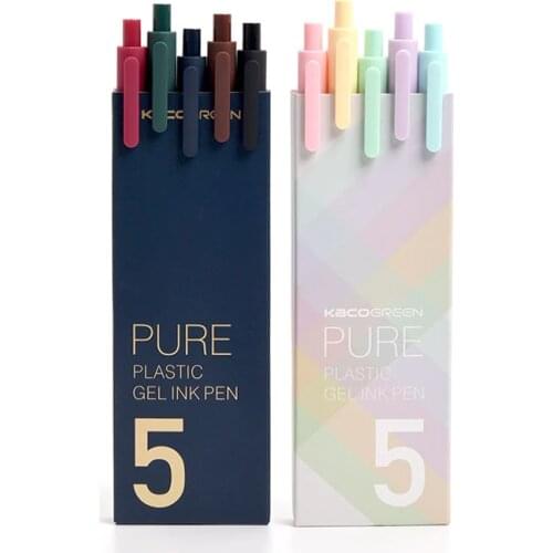 5pcs Vintage Pure Color Pen Ballpoint 0.5mm Multi Color Gel Ink Roller Ball Pens for Writing Signature Candy Gift School A6696