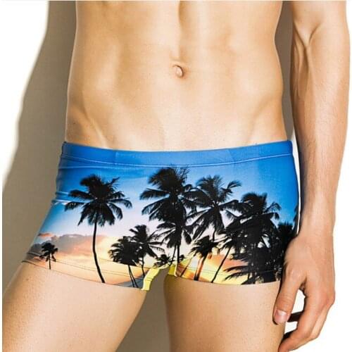 SEOBEAN sexy nylon bikini underwear men boxer shorts for beach pool board bathing suit bath wear low waist fashion print design