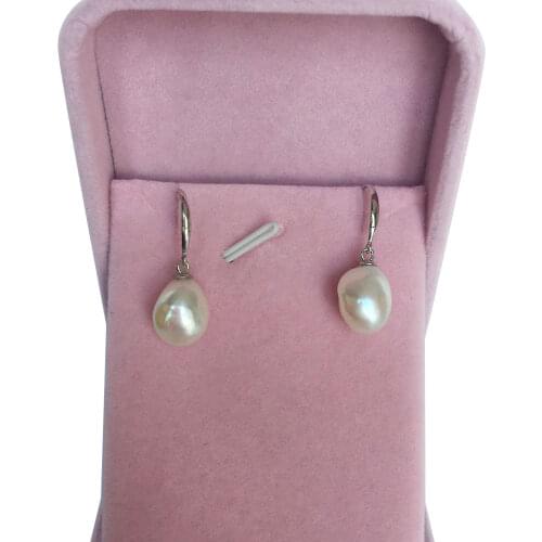 High quality nature freshwater pearl 925 silver earring,AAA nature baroque Pearl,11-12 mm big baroque pearl earring