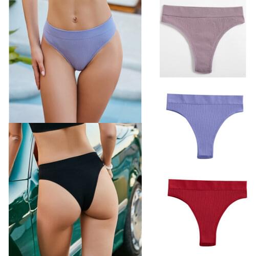 4pcs Women Thong Panties Underwear Low Waist G-String Female Underpants Girls Thongs Solid T-back Seamless Lingerie S-XL
