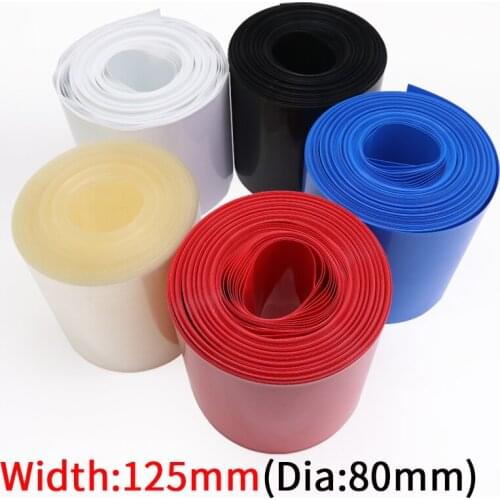 Dia 80mm PVC Heat Shrink Tube Width 125mm Lithium Battery Insulated Film Wrap Protection Case Pack Wire Cable Sleeve Colorful