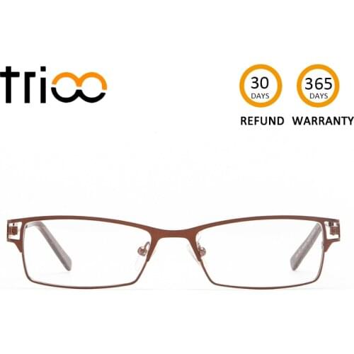 TRIOO Transparent Prescription Reading Glasses for men Square Myopia Eye Glasses Mins Cool Metal Eyewear Diopters Spectacles