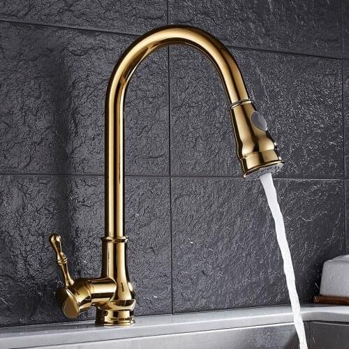 Vidric Newly Arrived Pull Out Kitchen Faucet Gold/Chrome/nickel/black Sink Mixer Tap 360 degree rotation kitchen mixer taps Kitc