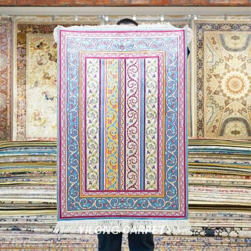 YILONG 2'x3' handmade pakistan stripe handmade exquisite silk rugs (HF089B)
