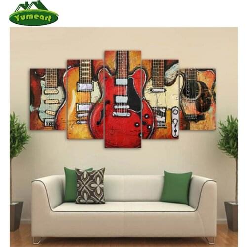 YUMEART Guitar Instrument Full Square Needlework Diamond Embroidery 5D DIY Diamond Painting Cross Stitch Mosaic Wall Decorative