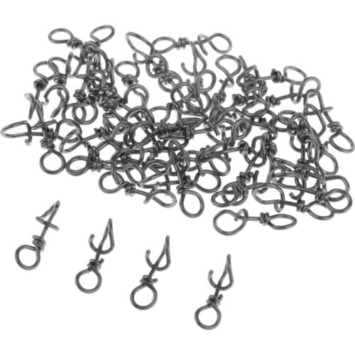50pcs Stainless Steel Quick Lock Snap Anti- Rust Fishing Clip Swivel