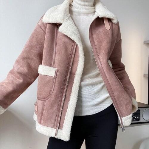 Winter Coat Women 2020 New Patchwork Faux Lamb Fur Jacket Warm Thick Fashion Loose Plush Ladies Coat Faux Fur Coat Teddy Jacket