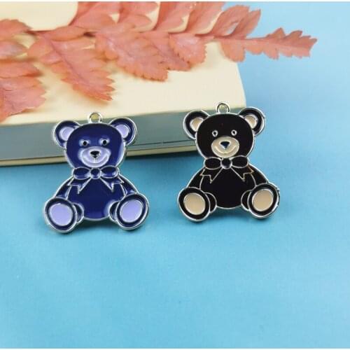 10pcs 27*23mm Two Color enamel Bear Charm For Jewelry Making And Crafting Cute Earring Pendant Bracelet Necklace Charms