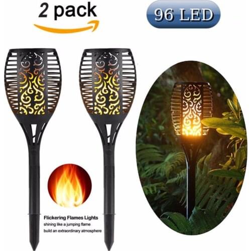 2Pcs New Solar Flame Flickering Lawn Lamp Led Torch Light Realistic Dancing Flame Light Waterproof Outdoor Garden Decor Lamp