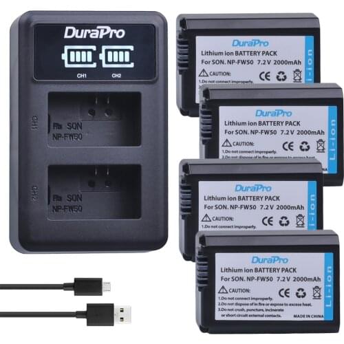 4pc NP-FW50 NP FW50 Li-ion Battery+ LED Charger For Sony A6000 NEX-7 NEX-5N NEX-F3 3D NEX-3DW NEX-3K NEX-5C Alpha 7R II NP-FW50