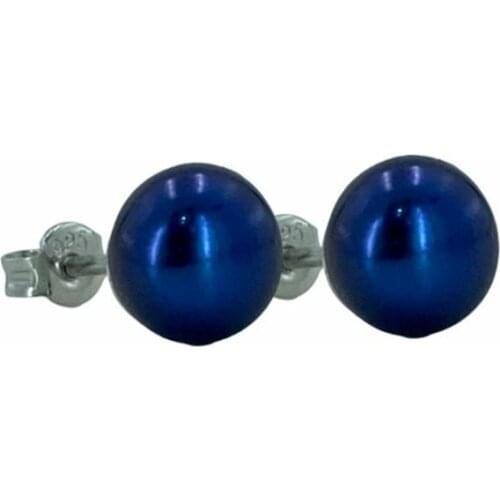 5 mm Ball Black Pearl Silver Earring