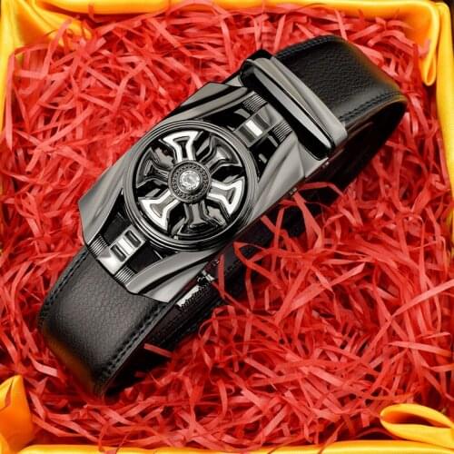 Automatic belt buckle male leather cowhide rotating mens leather business wild personality luxury jacket gg