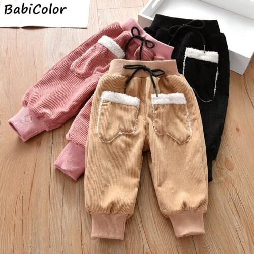 BabiColor Winter Warm Thick Trousers For Girls Plus Thick Velvet Pants Kids Clothes 0-5 Years baby Trousers Sports Casual Pants