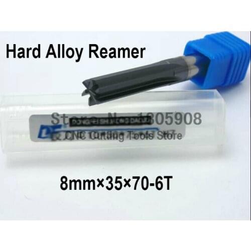 Free shipping 1PCS 8mm *35*70mm coating straight shank tungsten carbide reamer, Hard alloy reamer ,machine chucking steel K10