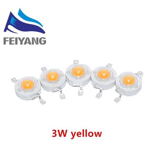 Free shipping!50pcs/lot 3W Yellow LED chip Lamp beads Pure Yellow 590-592nm 2.2-2.4 V 50-55LM 45mil