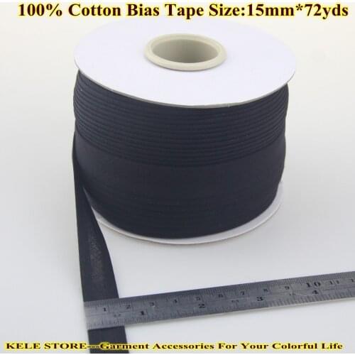 Free shipment-Cotton Bias Tape Binding size: 15mm*72yds Black color ,DIY Garment Accessories Tailors material for home textile