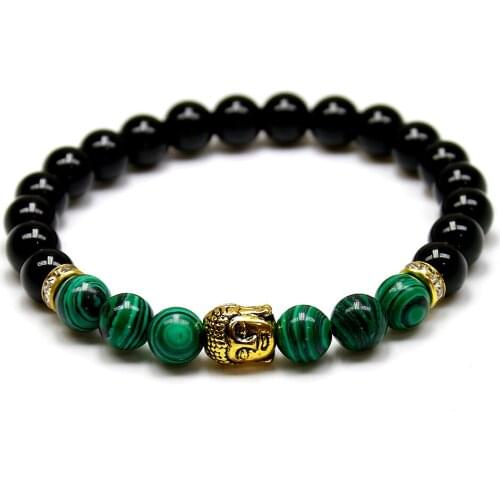 Buddha Bracelet Natural Stone Malachite Onyx Mens Bracelets 2016 pulsera,Bead Bracelet,Christmas Gift for Women Jewelry
