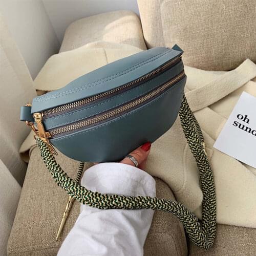 Burminsa Braided Strap Small Chest Bags For Women Double Zipper Brand Designer Girls Crossbody Bags PU Leather Phone Sling Purse