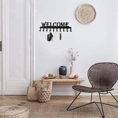 Key Holder for Wall Mount WELCOME 10-Hook Rack Decor Metal Hanger for Front Door Kitchen Store House Vehicle Keys