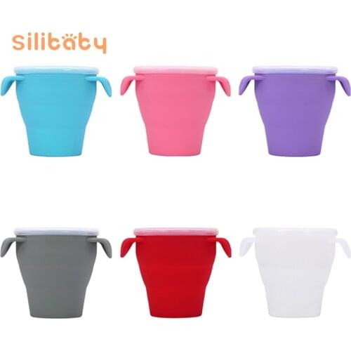 Baby Silicone Folding Snack Cup Silicone Cup Toddler Portable Food Storage Box child telescopic cup Portable Snacks Container