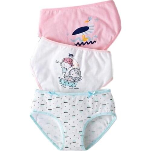Big Girl underwear 95%cotton+5%Spandex panties 3-13Y teenage knicker child briefs Baby girls cartoon panties 3pcs/Lot boxer pant