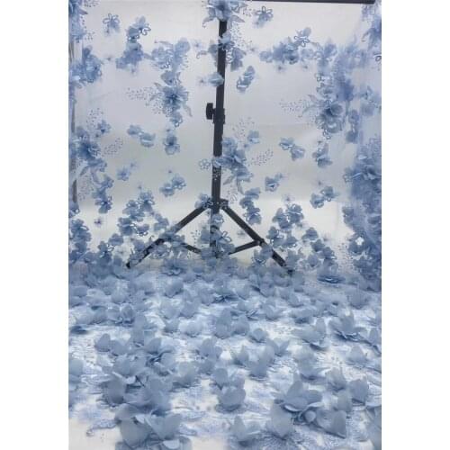Elegant 3D flowers 7JRB-20.52001 Embroidered tulle fabric for fashion dress top selling Embroidered tulle french net fabric
