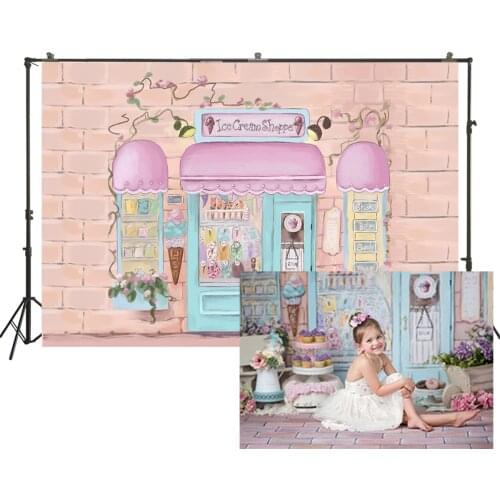 Photography Backdrop Pink Oil Painting Icecream Shop Sweetie Birthday Party Banner Photo Studio Background Table Wall Decoration