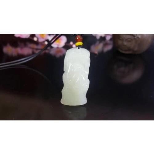 Natural hetian white jade handcarved riches bamboo pendant simple retro pendant temperament jewellery fashion for women men
