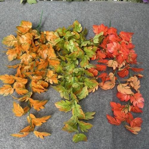 2Pc Green Dill Fake Plants Leaf Rattan Wall Hanging Wedding Home Decoration Outdoor Garden Fence Green Plants Turtle Back Leaves