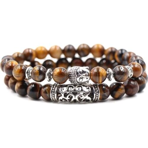 KARAIRIS 2Pcs/set Trendy Natural Stone Bracelets Buddha Owl Lion leopard Yoga Prayer bracelet For Women Men Jewelry Accessory