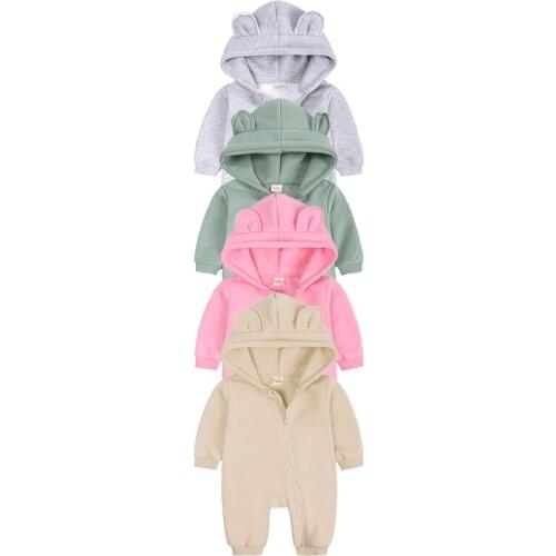 For Newborn Baby Boys Girls Clothes Jumpsuit New Solid Bear Romper Bodysuit Hoodies Overall Infant Costume Long Sleeve Rompers