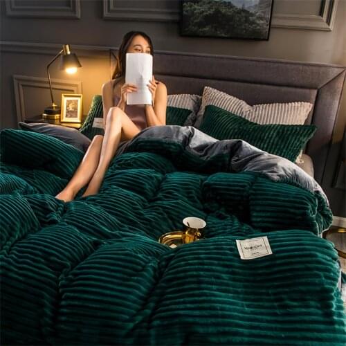 Luxury Thicken Flannel Quilt Cover Autumn Winter Warm Duvet Cover Plush Home Textile Double Queen King Size Velvet Bedding Sets