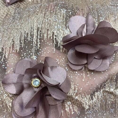 BEAUTIFICAL 3d French Lace Fabric Shiny African Embroidery Lace 2020 New Flower 3d Lace for Garment ML44N480