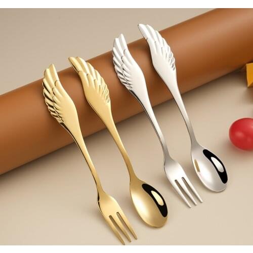 Creative Cute Tianyi Wings Moon IceCream Fork Dessert Spoon Kitchen Tableware Milk Coffee Stirring Spoons Cake Tools Cutlery Set