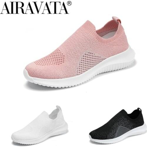 Newbeads Womens Slip-On Sock Running Shoes Casual Lightweight Sneakers Wailing Mesh Flat Sneakers Pure Color Korean Version