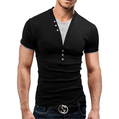 Hot-selling 2017 Short Sleeve Fake Two T Shirt V-Neck Slim Men T-Shirt Camisetas Fashion Hombre Tee Shirt Homme T Shirts 3XL