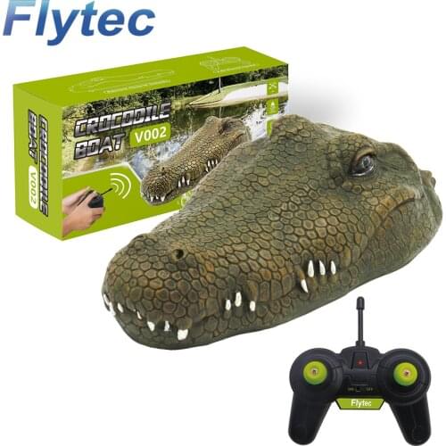 V002 Flytec Simulation Crocodile Head 2.4GHZ RC Boat Prank Toy For Pool , Pond And Garden Kids