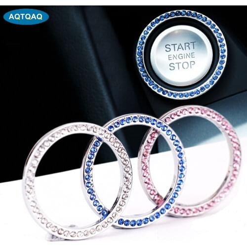 New Car Interior One-Key Engine Start Stop Ignition Push Button Decorative Diamante Ring for cars, trucks, jeeps, suv