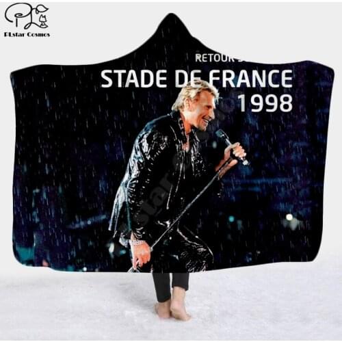 Johnny hallyday Hooded Blanket 3D full print Wearable Blanket Adults men women Fleece Blanket style-1