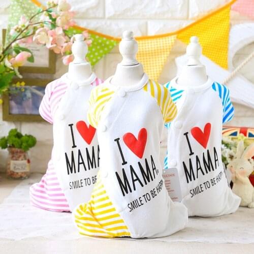 Dog Clothes Cat Dog Cotton Jumpsuits Jacket Striped MAMA PAPA For Dogs PET Clothes For Small Dogs Cats Chihuahua Yorkies Puppy